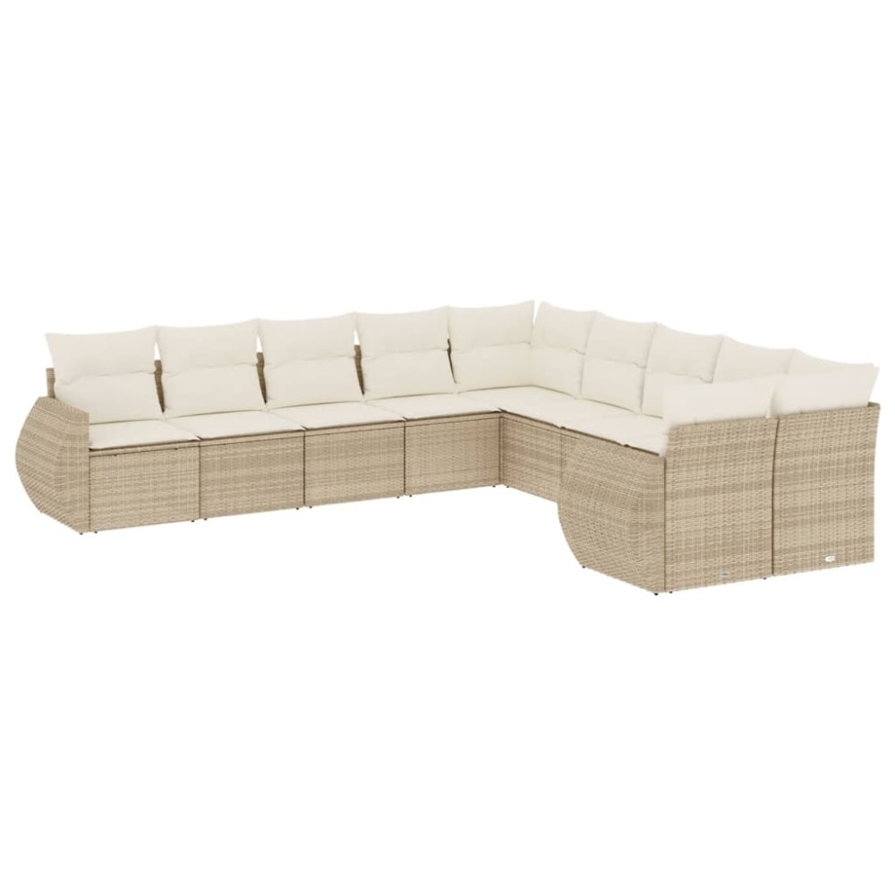 vidaXL Set canapele de grădină cu perne, 10 piese, bej, poliratan