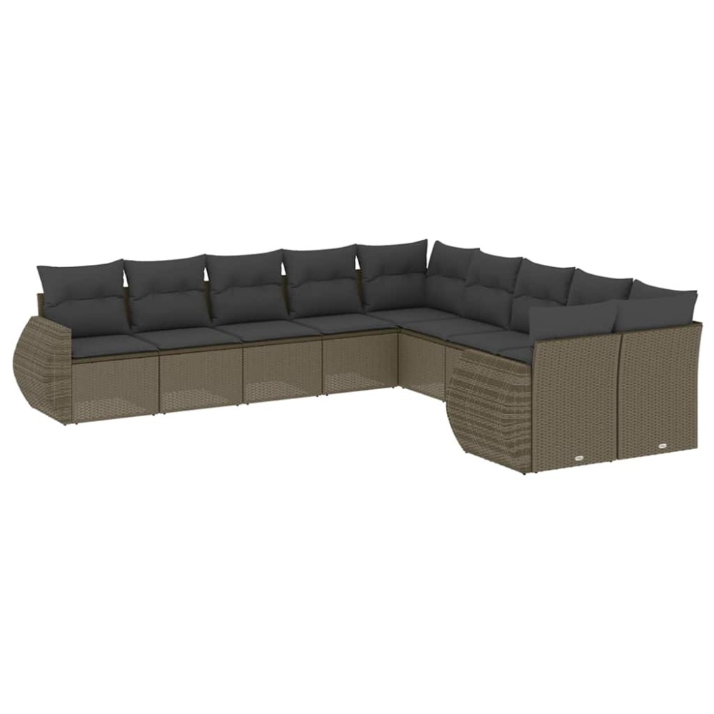 vidaXL Set canapele de grădină cu perne 10 piese gri deschis poliratan