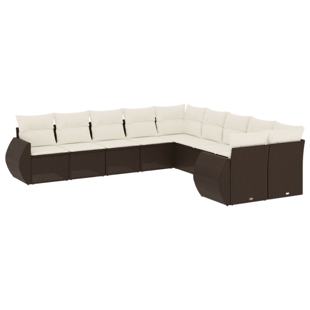 vidaXL Set canapele de grădină cu perne, 10 piese, maro, poliratan