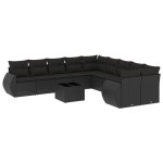 vidaXL Set canapele de grădină cu perne, 11 piese, negru, poliratan vidaXL Set canapele de grădină cu perne, 11 piese, negru, poliratan