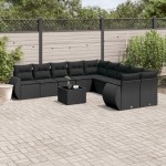 vidaXL Set canapele de grădină cu perne, 11 piese, negru, poliratan vidaXL Set canapele de grădină cu perne, 11 piese, negru, poliratan
