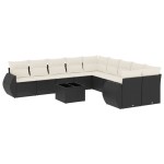 vidaXL Set canapele de grădină cu perne, 11 piese, negru, poliratan vidaXL Set canapele de grădină cu perne, 11 piese, negru, poliratan