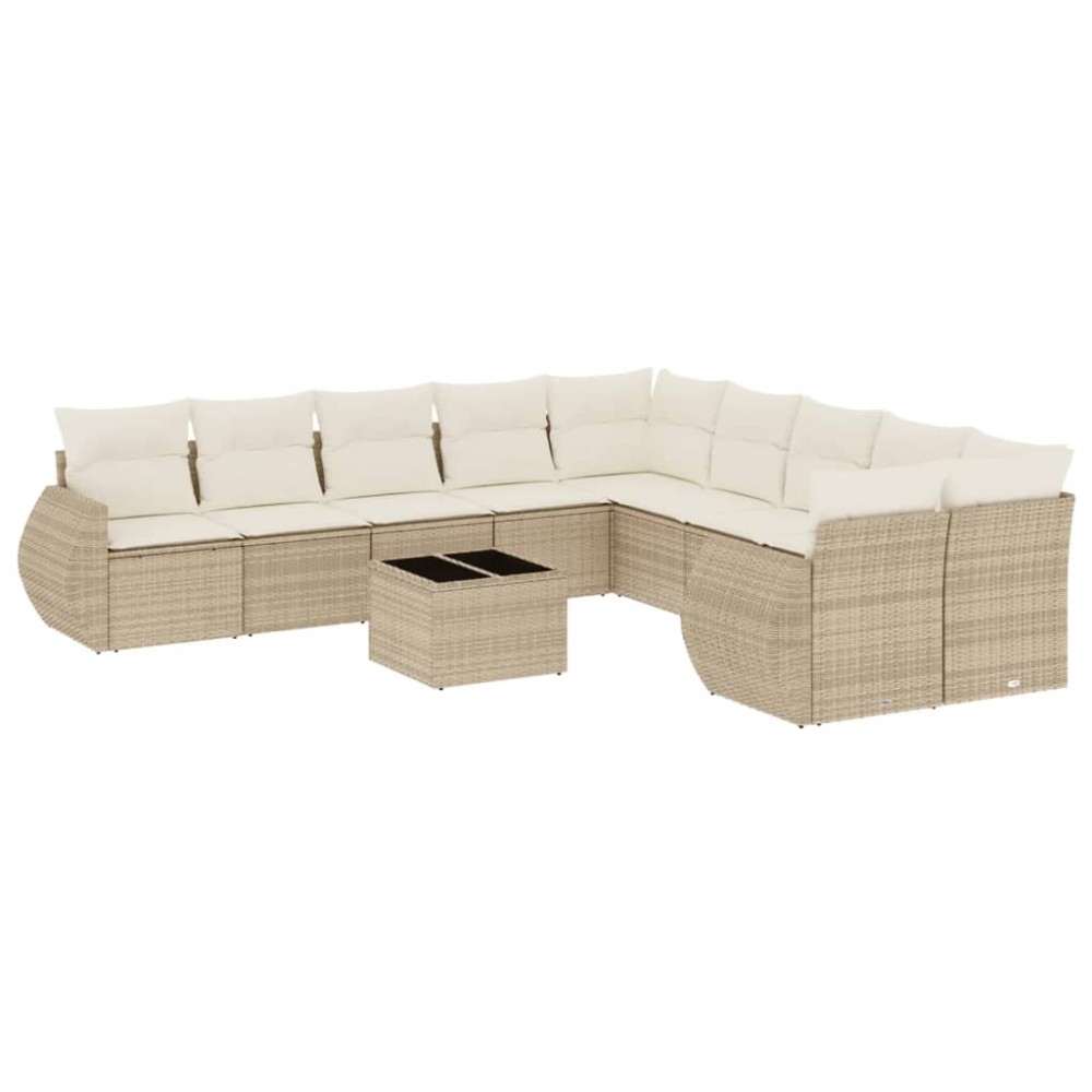 vidaXL Set canapele de grădină cu perne, 11 piese, bej, poliratan