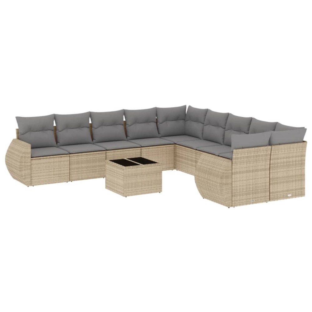 vidaXL Set canapele de grădină cu perne, 11 piese, bej, poliratan