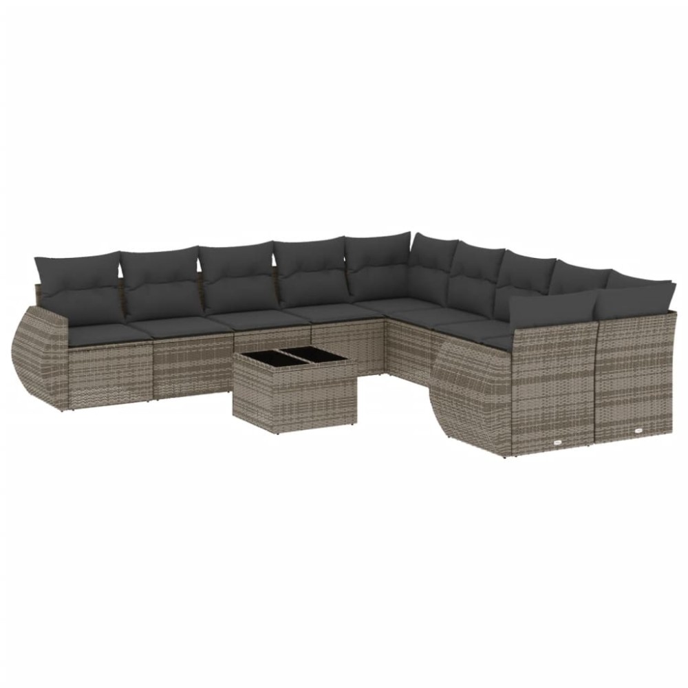 vidaXL Set canapele de grădină cu perne, 11 piese, gri, poliratan
