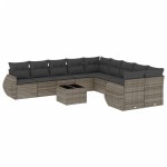vidaXL Set canapele de grădină cu perne, 11 piese, gri, poliratan