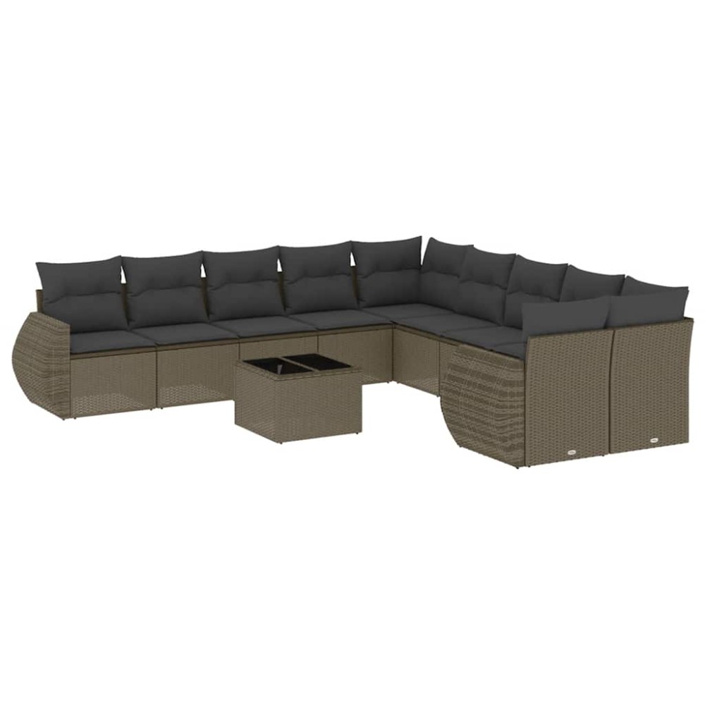 vidaXL Set canapele de grădină cu perne, 11 piese, gri, poliratan