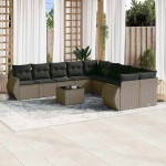 vidaXL Set canapele de grădină cu perne, 11 piese, gri, poliratan vidaXL Set canapele de grădină cu perne, 11 piese, gri, poliratan
