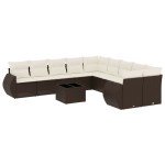 vidaXL Set canapele de grădină cu perne, 11 piese, maro, poliratan vidaXL Set canapele de grădină cu perne, 11 piese, maro, poliratan