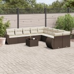 vidaXL Set canapele de grădină cu perne, 11 piese, maro, poliratan vidaXL Set canapele de grădină cu perne, 11 piese, maro, poliratan
