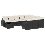 vidaXL Set canapele de grădină cu perne, 11 piese, negru, poliratan vidaXL Set canapele de grădină cu perne, 11 piese, negru, poliratan