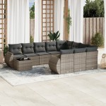 vidaXL Set canapele de grădină cu perne, 11 piese, gri, poliratan vidaXL Set canapele de grădină cu perne, 11 piese, gri, poliratan
