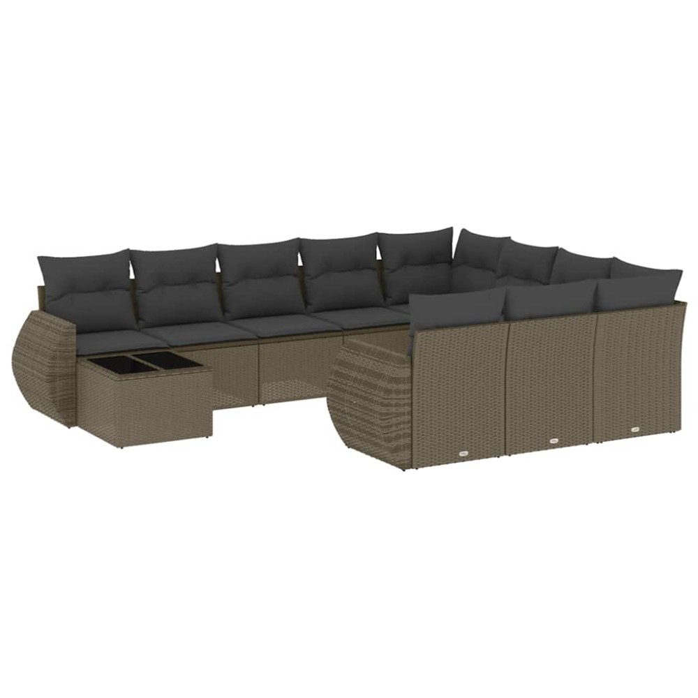 vidaXL Set canapele de grădină cu perne, 11 piese, gri, poliratan