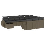 vidaXL Set canapele de grădină cu perne, 11 piese, gri, poliratan