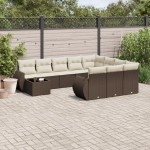 vidaXL Set canapele de grădină cu perne, 11 piese, maro, poliratan vidaXL Set canapele de grădină cu perne, 11 piese, maro, poliratan
