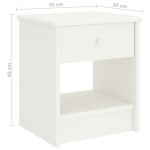 vidaXL Noptieră, alb, 35 x 30 x 40 cm, lemn masiv de pin