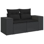 vidaXL Set mobilier de grădină cu perne, 3 piese, negru, poliratan