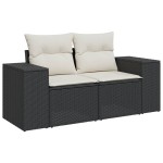 vidaXL Set mobilier de grădină cu perne, 3 piese, negru, poliratan vidaXL Set mobilier de grădină cu perne, 3 piese, negru, poliratan