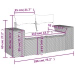 vidaXL Set mobilier de grădină cu perne, 3 piese, negru, poliratan vidaXL Set mobilier de grădină cu perne, 3 piese, negru, poliratan