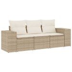 vidaXL Set canapele de grădină, 3 piese, cu perne, bej, poliratan vidaXL Set canapele de grădină, 3 piese, cu perne, bej, poliratan