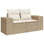 vidaXL Set canapele de grădină, 3 piese, cu perne, bej, poliratan vidaXL Set canapele de grădină, 3 piese, cu perne, bej, poliratan