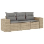 vidaXL Set canapele de grădină, 3 piese, cu perne, bej, poliratan vidaXL Set canapele de grădină, 3 piese, cu perne, bej, poliratan