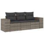 vidaXL Set canapea de grădină cu perne, 3 piese, gri, poliratan vidaXL Set canapea de grădină cu perne, 3 piese, gri, poliratan