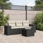 vidaXL Set mobilier de grădină cu perne, 4 piese, negru, poliratan vidaXL Set mobilier de grădină cu perne, 4 piese, negru, poliratan