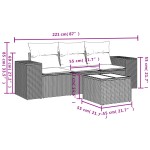 vidaXL Set mobilier de grădină cu perne, 4 piese, negru, poliratan vidaXL Set mobilier de grădină cu perne, 4 piese, negru, poliratan