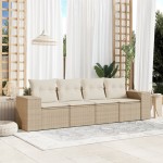 vidaXL Set canapele de grădină, 4 piese, cu perne, bej, poliratan vidaXL Set canapele de grădină, 4 piese, cu perne, bej, poliratan