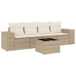 vidaXL Set canapele de grădină cu perne, 5 piese, bej, poliratan