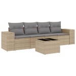 vidaXL Set canapele de grădină cu perne, 5 piese, bej, poliratan