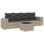 vidaXL Set canapele de grădină cu perne, 5 piese gri deschis poliratan
