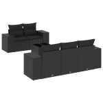 vidaXL Set mobilier de grădină cu perne, 6 piese, negru, poliratan vidaXL Set mobilier de grădină cu perne, 6 piese, negru, poliratan