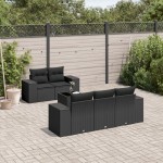 vidaXL Set mobilier de grădină cu perne, 6 piese, negru, poliratan vidaXL Set mobilier de grădină cu perne, 6 piese, negru, poliratan