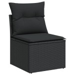 vidaXL Set mobilier de grădină cu perne, 6 piese, negru, poliratan vidaXL Set mobilier de grădină cu perne, 6 piese, negru, poliratan