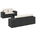 vidaXL Set mobilier de grădină cu perne, 6 piese, negru, poliratan vidaXL Set mobilier de grădină cu perne, 6 piese, negru, poliratan