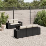 vidaXL Set mobilier de grădină cu perne, 6 piese, negru, poliratan vidaXL Set mobilier de grădină cu perne, 6 piese, negru, poliratan