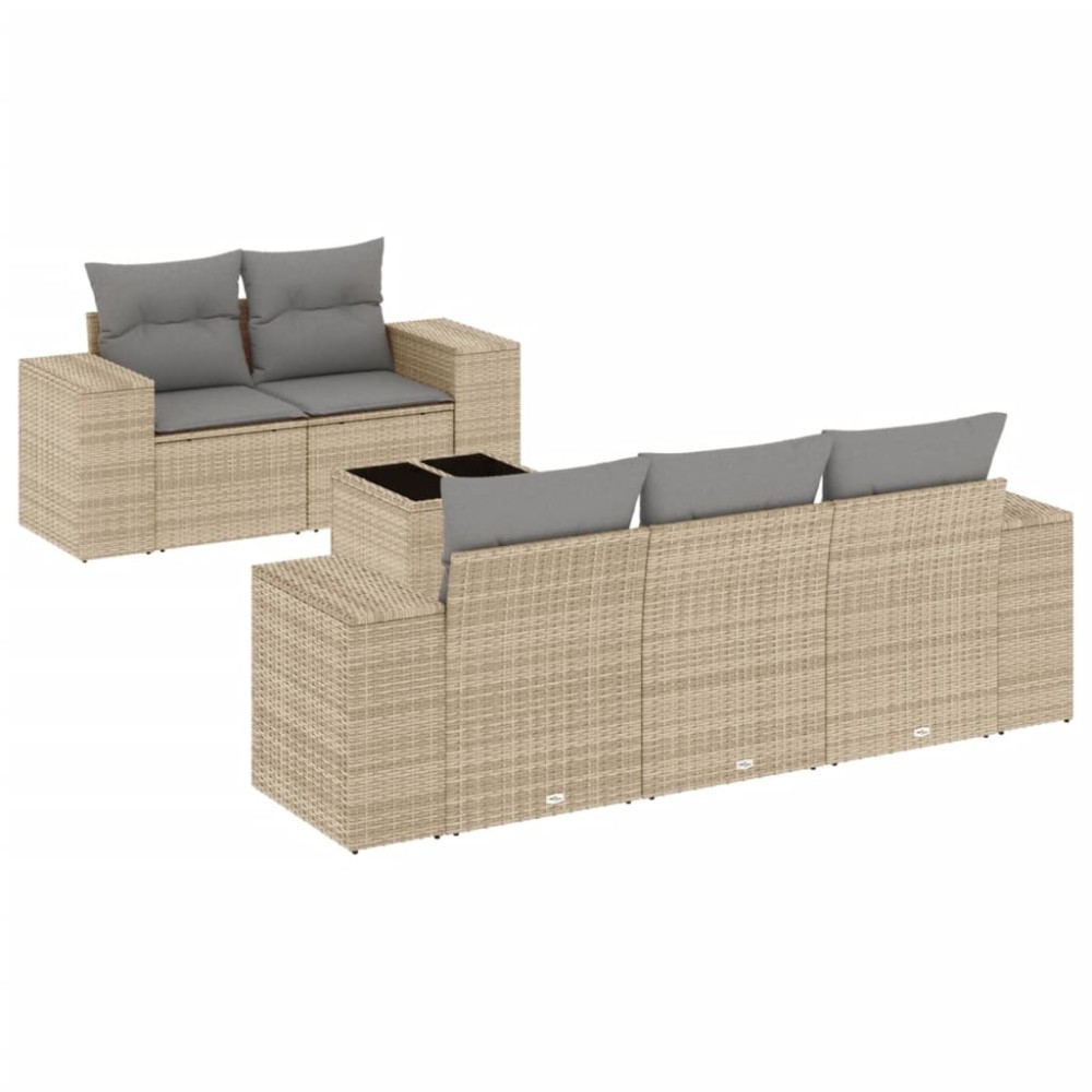 vidaXL Set canapele de grădină cu perne, 6 piese, bej, poliratan