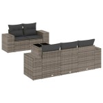 vidaXL Set mobilier grădină cu perne, 6 piese, gri, poliratan