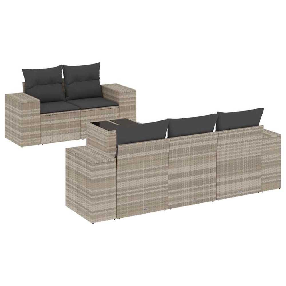 vidaXL Set canapele de grădină cu perne, 6 piese gri deschis poliratan