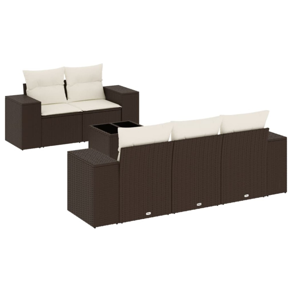 vidaXL Set canapele de grădină cu perne, 6 piese, maro, poliratan