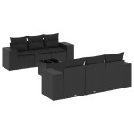 vidaXL Set canapele de grădină cu perne, 7 piese, negru, poliratan
