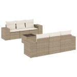 vidaXL Set canapele de grădină, 7 piese, cu perne, bej, poliratan
