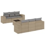vidaXL Set canapele de grădină, 7 piese, cu perne, bej, poliratan vidaXL Set canapele de grădină, 7 piese, cu perne, bej, poliratan