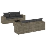 vidaXL Set canapele de grădină, 7 piese, cu perne, gri, poliratan vidaXL Set canapele de grădină, 7 piese, cu perne, gri, poliratan