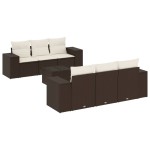 vidaXL Set canapele de grădină cu perne, 7 piese, maro, poliratan