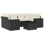 vidaXL Set canapele de grădină cu perne, 7 piese, negru, poliratan