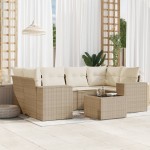 vidaXL Set canapele de grădină, 7 piese, cu perne, bej, poliratan vidaXL Set canapele de grădină, 7 piese, cu perne, bej, poliratan