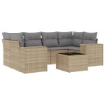 vidaXL Set canapele de grădină, 7 piese, cu perne, bej, poliratan